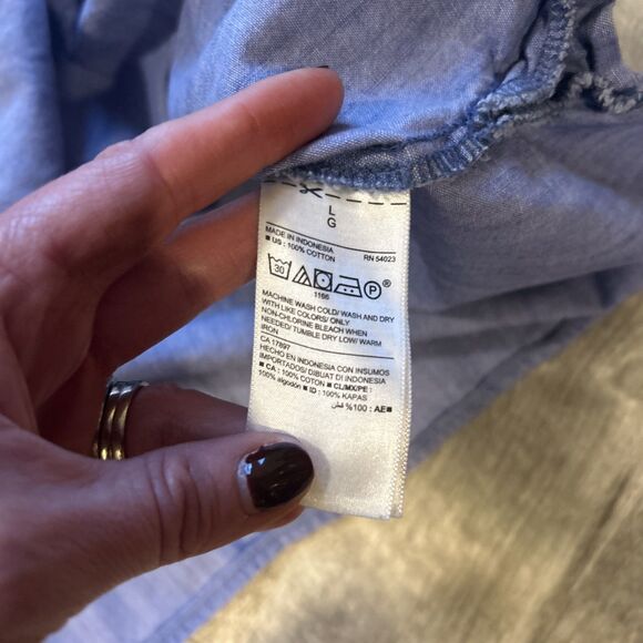 Old Navy Womens Large Long Sleeve Denim Button Up Shirt Top Classic Shirt - Picture 6 of 7